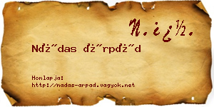 Nádas Árpád névjegykártya